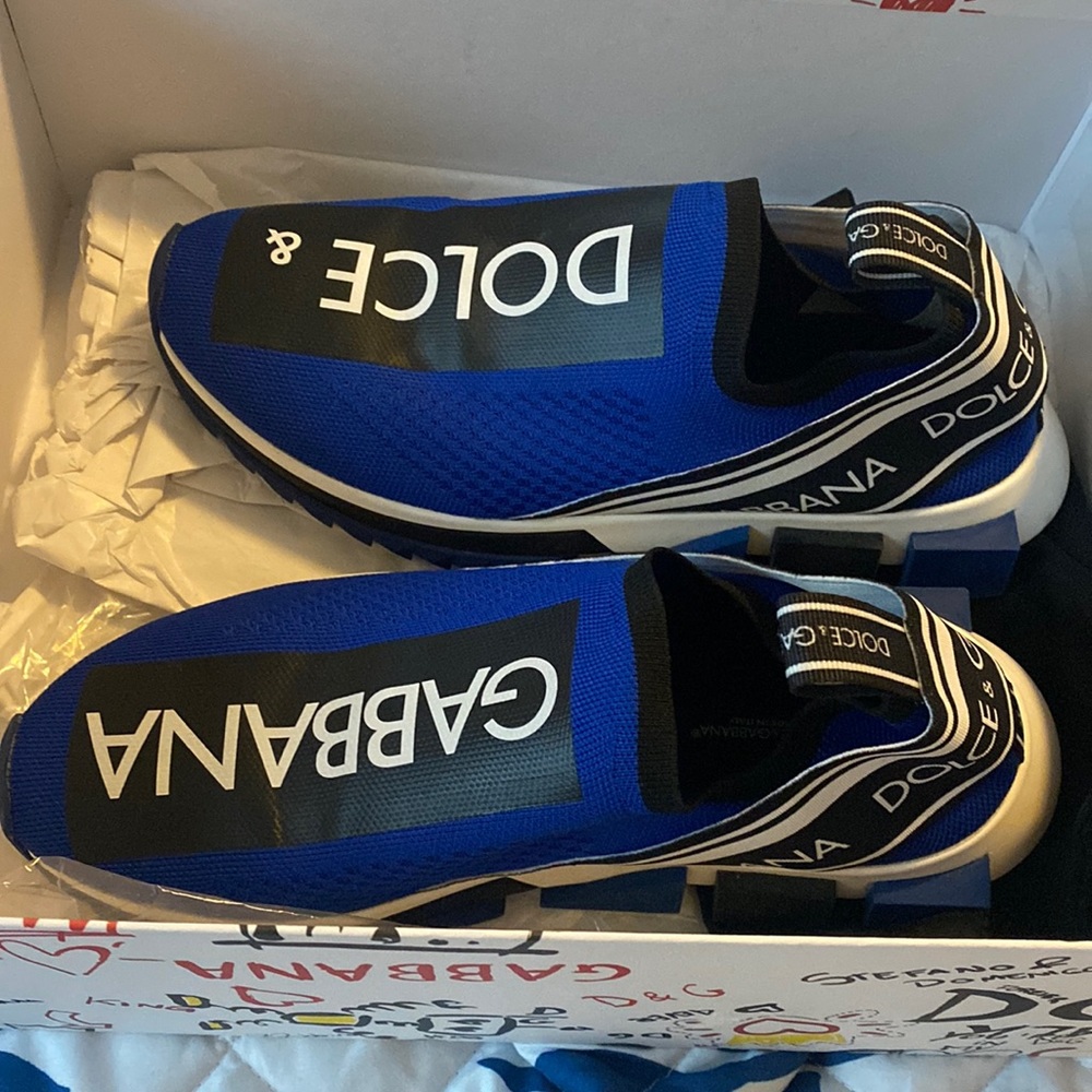 Dolce and Gabbana blue shoes size 7.5 men with shoe box and dust bag